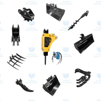 10-in-1 Mini Excavator Attachment Bundle – Essential Tools Combo Kit for Worksites – FREE Shipping