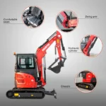 3.5 Ton Industrial Mini Excavator with 24HP kubota Engine & Enclosed Cab | HUAYEE HY35C + 12 Attachments FREE