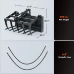 38″ Hydraulic Root Grapple Attachment For Mini Skid Steer Loader