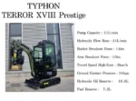 Green TYPHON TERROR XVIII Prestige 2 Ton Mini Excavator KUBOTA Diesel Engine USA