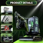TYPHON TERROR XXV Diesel Mini Excavator 2.7 Ton, 25.1 hp Kubota D1105 RetractableTracks, AC Cabin