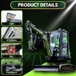 TYPHON TERROR XXV Diesel Mini Excavator 2.7 Ton, 25.1 hp Kubota D1105 RetractableTracks, AC Cabin